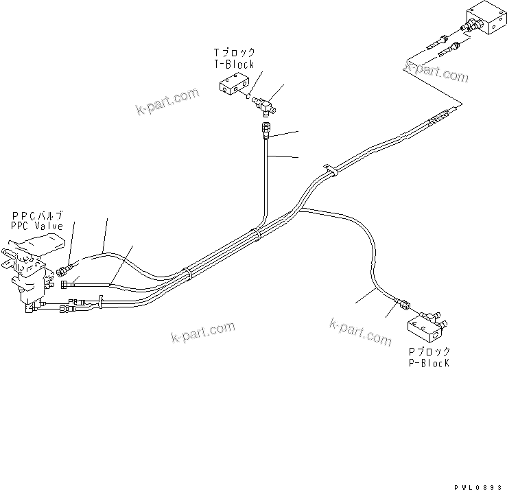 Komatsu parts book diagram for PC450LC-6Z S/N 10001-UP: PPC TRAVEL LINE (1 ACTUATOR) (KIT)(#12104-)