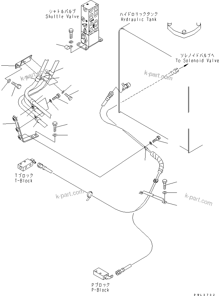 Komatsu parts book diagram for PC450LC-6Z S/N 10001-UP: PPC WORK LINE (CLAMP)(#12001-)