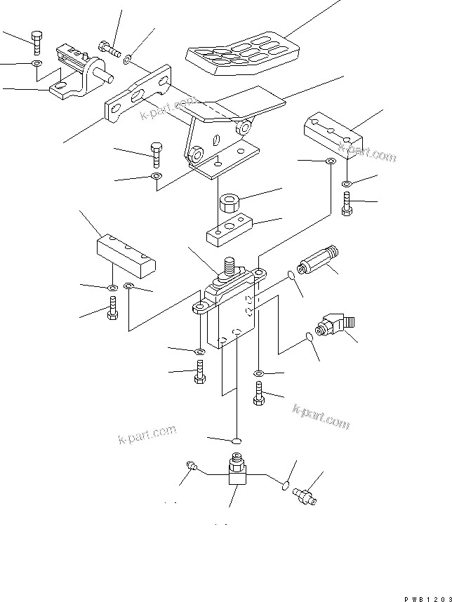 Komatsu parts book diagram for PC450LC-6Z S/N 10001-UP: ATTACHMENT CONTROL PEDAL (1 ACTUATOR)(#10001-10208)