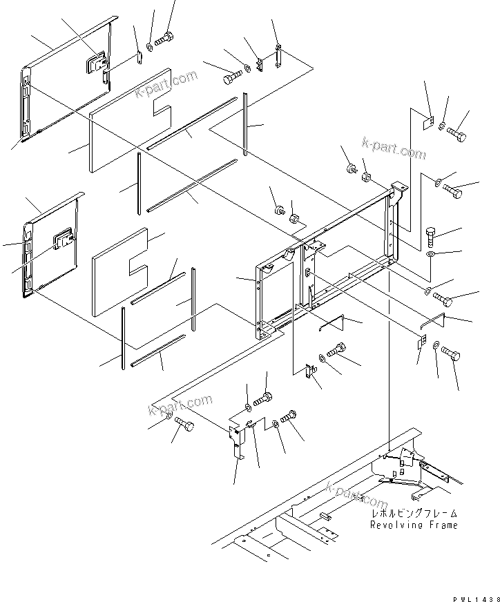 Komatsu parts book diagram for PC450LC-6Z S/N 10001-UP: RIGHT SIDE DOOR (MACHINE CAB)(#12144-)