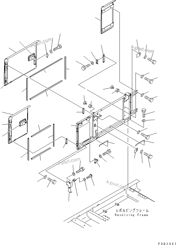 Komatsu parts book diagram for PC450LC-6Z S/N 10001-UP: RIGHT SIDE DOOR (MACHINE CAB)(#10156-11999)