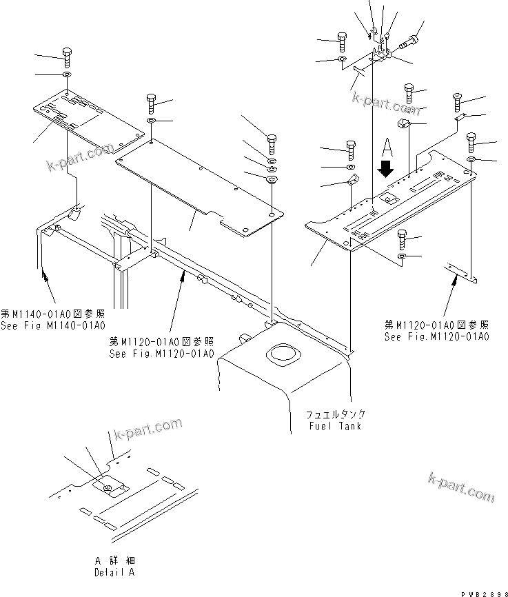 Komatsu parts book diagram for PC450LC-6Z S/N 10001-UP: COVER (UPPER) (MACHINE CAB) (FOR ADDITIONAL PIPING)(#10001-11999)
