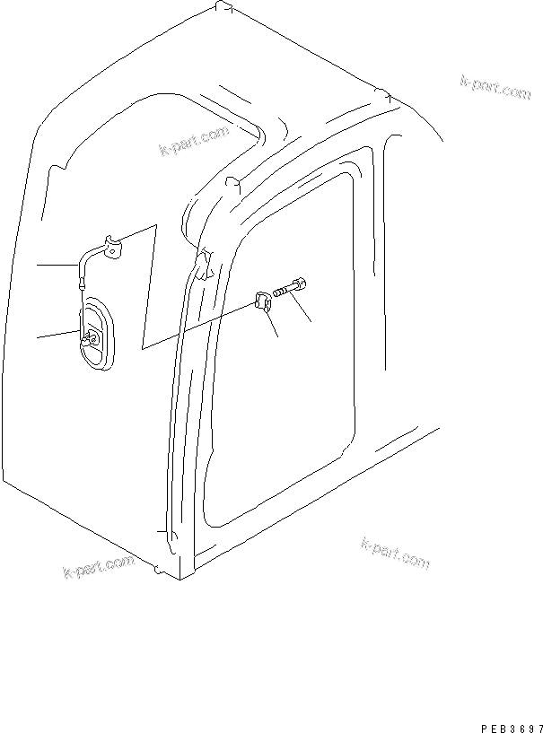 Komatsu parts book diagram for PC450LC-6Z S/N 10001-UP: REAR VIEW MIRROR ? L.H.(#10124-)