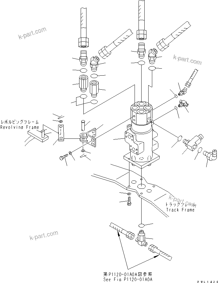 Komatsu parts book diagram for PC450LC-6Z S/N 10001-UP: SWIVEL JOINT (CONNECTING PARTS) (TRAVEL SPEED 3RD)(#12144-)