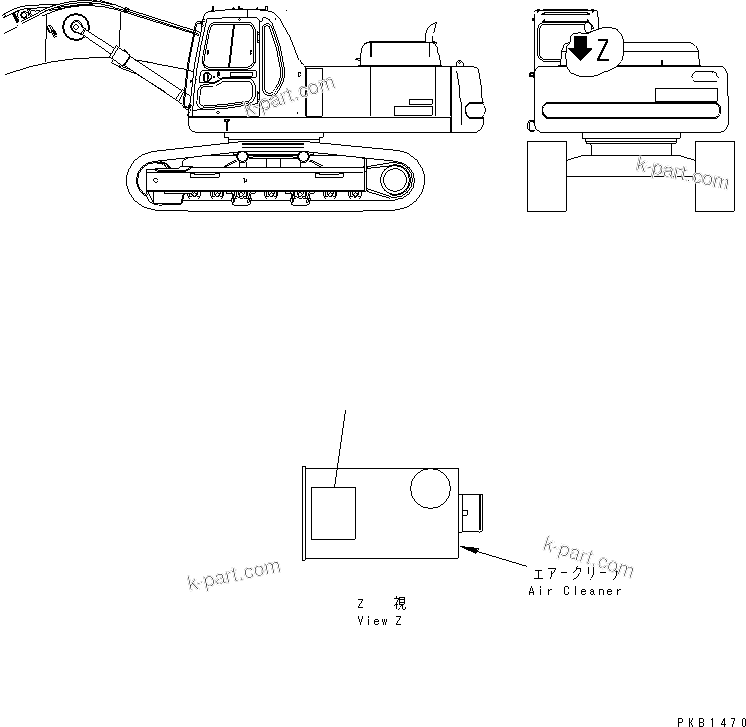 Komatsu parts book diagram for PC450LC-6Z S/N 10001-UP: PLATE (AIR CLEANER ? DOUBLE ELEMENT) (JAPANESE)(#12368-)