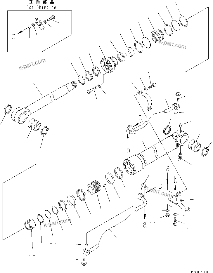 Komatsu parts book diagram for PC450LC-6Z S/N 10001-UP: B00M CYLINDER(#12001-)