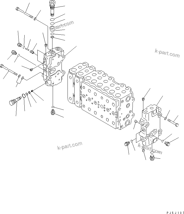 Komatsu parts book diagram for PC450LC-6Z S/N 10001-UP: MAIN VALVE (2-ACTUATOR) (4/15)(#10267-11999)