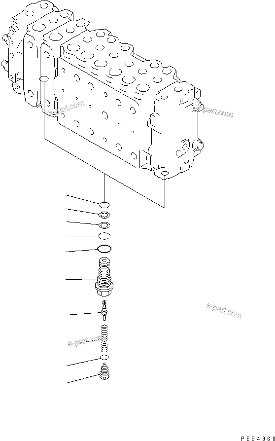 Komatsu parts book diagram for PC450LC-6Z S/N 10001-UP: MAIN VALVE (2-ACTUATOR) (5/15)(#10267-)