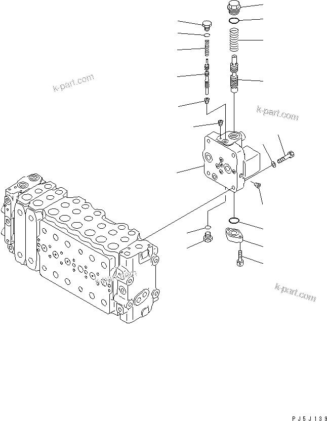 Komatsu parts book diagram for PC450LC-6Z S/N 10001-UP: MAIN VALVE (2-ACTUATOR) (10/15)(#10156-)