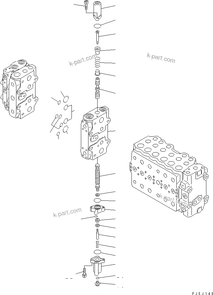 Komatsu parts book diagram for PC450LC-6Z S/N 10001-UP: MAIN VALVE (2-ACTUATOR) (11/15)(#10156-)