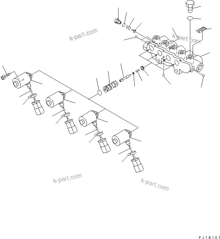 Komatsu parts book diagram for PC450LC-6Z S/N 10001-UP: SOLENOID VALVE (INNER PARTS)(#12001-12582)