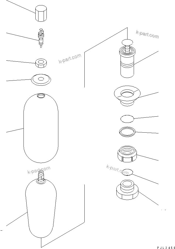 Komatsu parts book diagram for PC450LC-6Z S/N 10001-UP: ACCUMULATOR (AL300-1) (INNER PARTS)