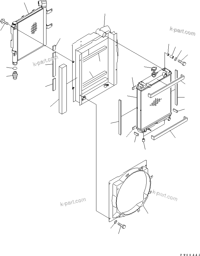 Komatsu parts book diagram for PC45R-8 S/N 5001-UP: COOLING (RADIATOR AND OIL COOLER)(#5830-)