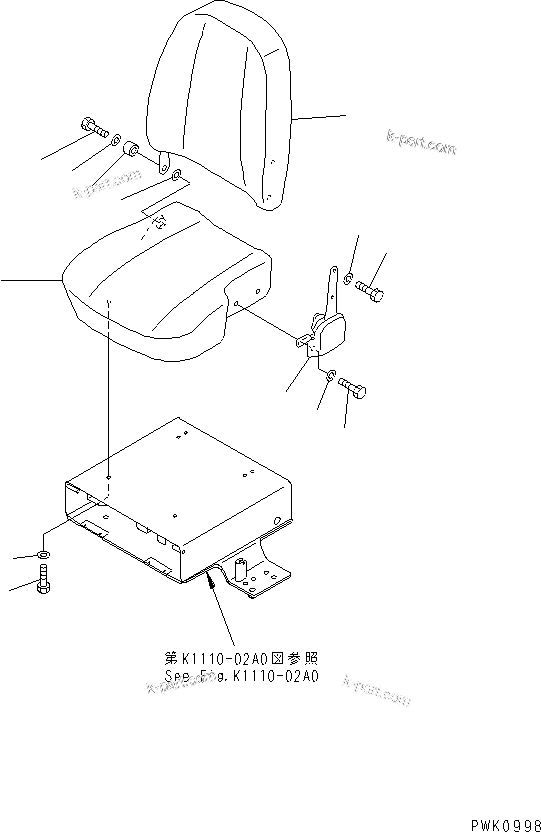 Komatsu parts book diagram for PC45R-8 S/N 5001-UP: OPERATOR'S SEAT (FOR RECLINING)