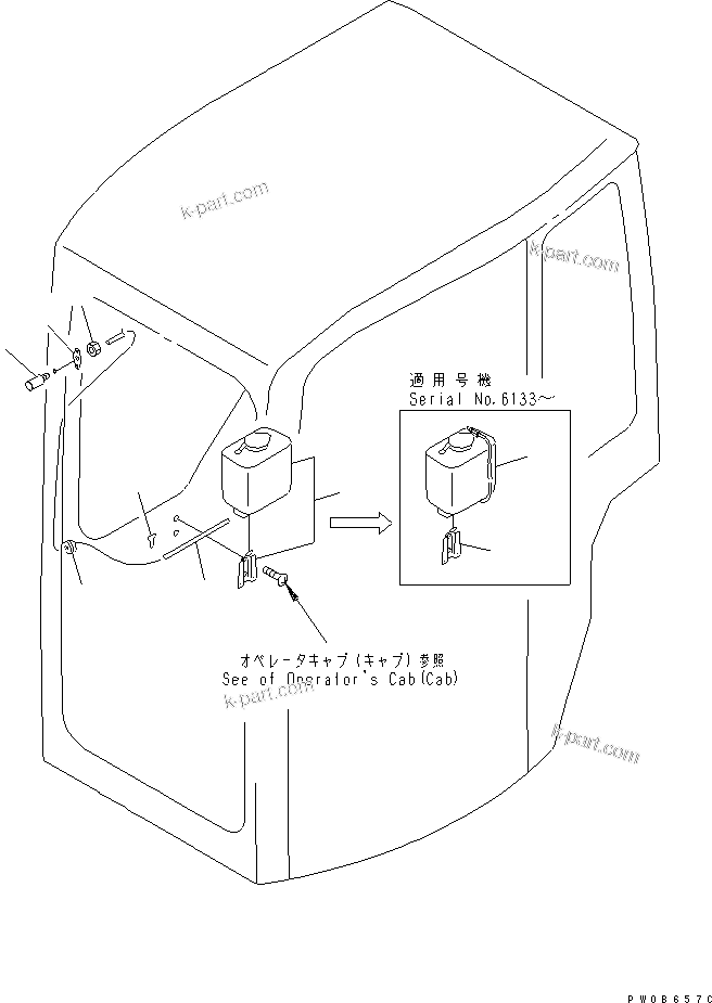Komatsu parts book diagram for PC45R-8 S/N 5001-UP: WINDOW WASHER(#10001-)