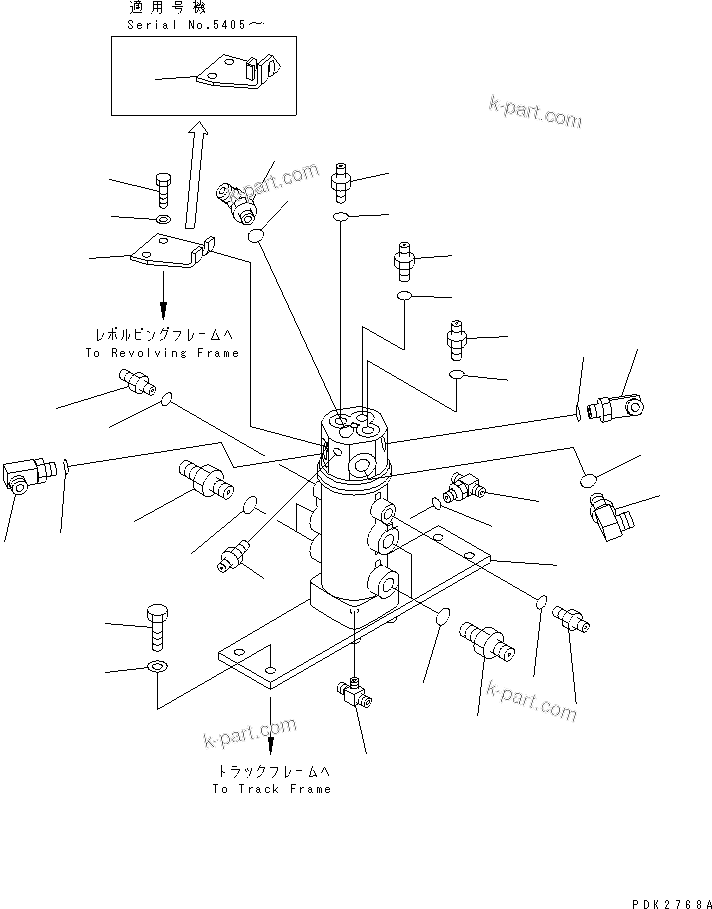 Komatsu parts book diagram for PC45R-8 S/N 5001-UP: SWIVEL JOINT (MOUNTING PART)