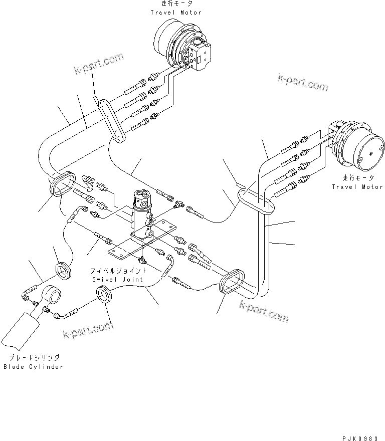 Komatsu parts book diagram for PC45R-8 S/N 5001-UP: HYDRAULIC LINE (LOWER)