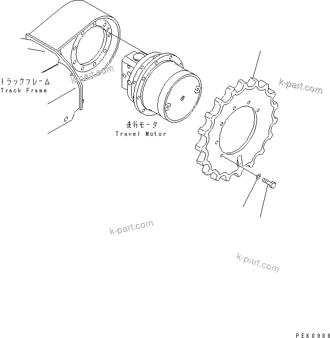 Komatsu parts book diagram for PC45R-8 S/N 5001-UP: SPROCKET