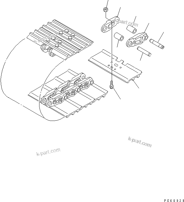 Komatsu parts book diagram for PC45R-8 S/N 5001-UP: TRACK SHOE (DOUBLE GROUSER WITH HOLE) (FOR STEEL SHOE)