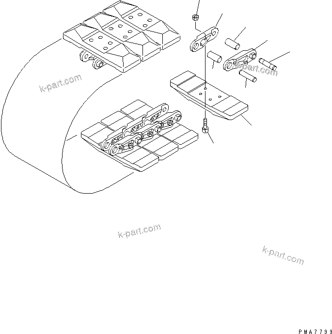 Komatsu parts book diagram for PC45R-8 S/N 5001-UP: TRACK SHOE (RUBBER PAD TYPE) (ROAD LINER)