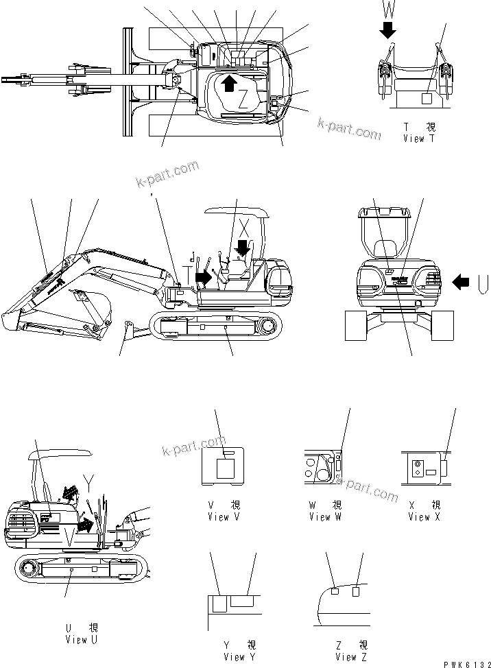 Komatsu parts book diagram for PC45R-8 S/N 5001-UP: MARKS AND PLATES (FOR CANOPY) (FOR POWER ANGLE POWER TILT)