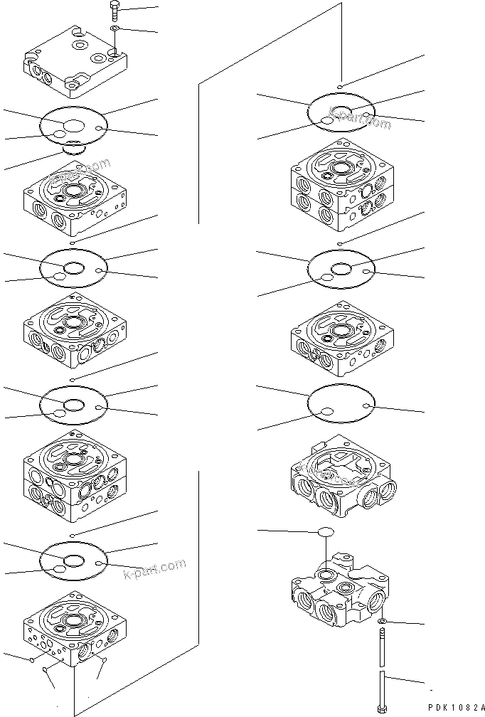 Komatsu parts book diagram for PC45R-8 S/N 5001-UP: MAIN VALVE (8-VALVE) (2/15)