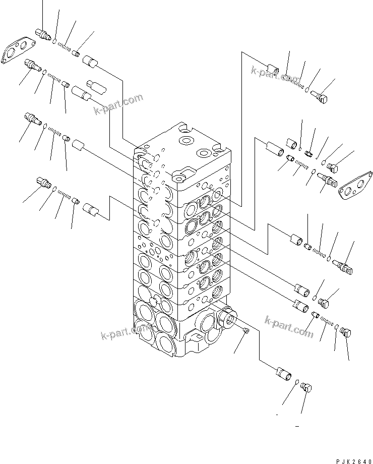 Komatsu parts book diagram for PC45R-8 S/N 5001-UP: MAIN VALVE (8-VALVE) (7/15)