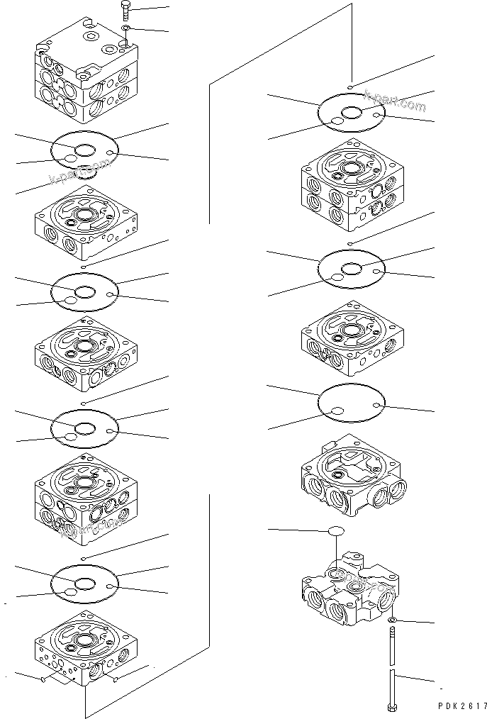Komatsu parts book diagram for PC45R-8 S/N 5001-UP: MAIN VALVE (10-VALVE) (2/19)