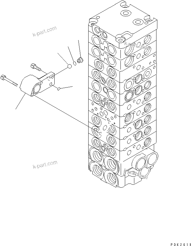 Komatsu parts book diagram for PC45R-8 S/N 5001-UP: MAIN VALVE (10-VALVE) (4/19)