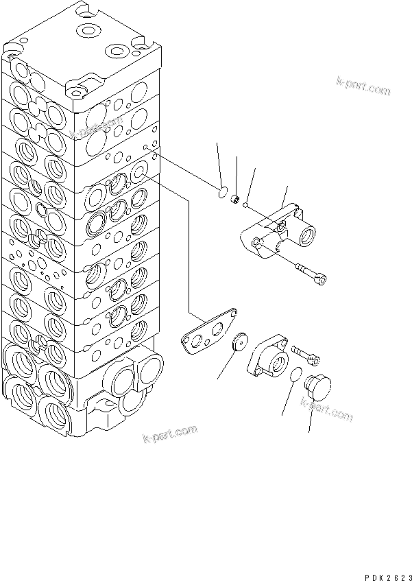 Komatsu parts book diagram for PC45R-8 S/N 5001-UP: MAIN VALVE (10-VALVE) (8/17)