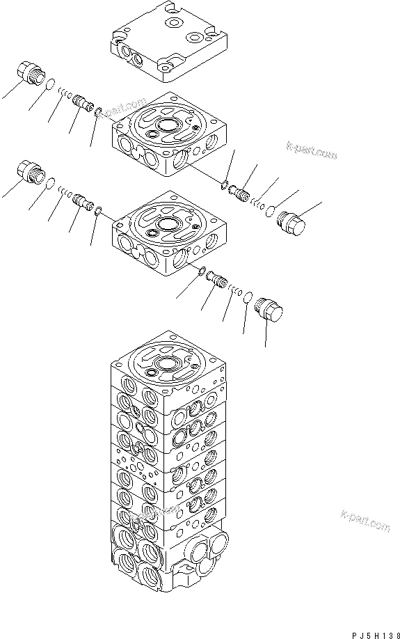 Komatsu parts book diagram for PC45R-8 S/N 5001-UP: MAIN VALVE (10-VALVE) (17/17)