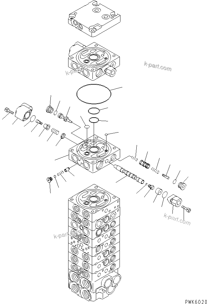 Komatsu parts book diagram for PC45R-8 S/N 5001-UP: MAIN VALVE (10-VALVE) (16/19)