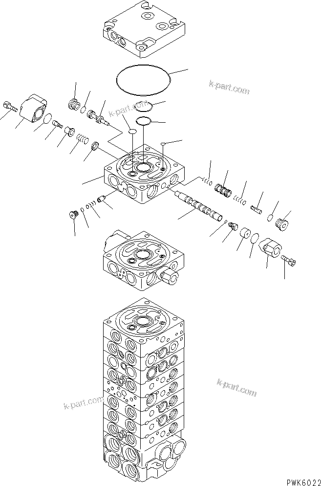 Komatsu parts book diagram for PC45R-8 S/N 5001-UP: MAIN VALVE (10-VALVE) (18/19)