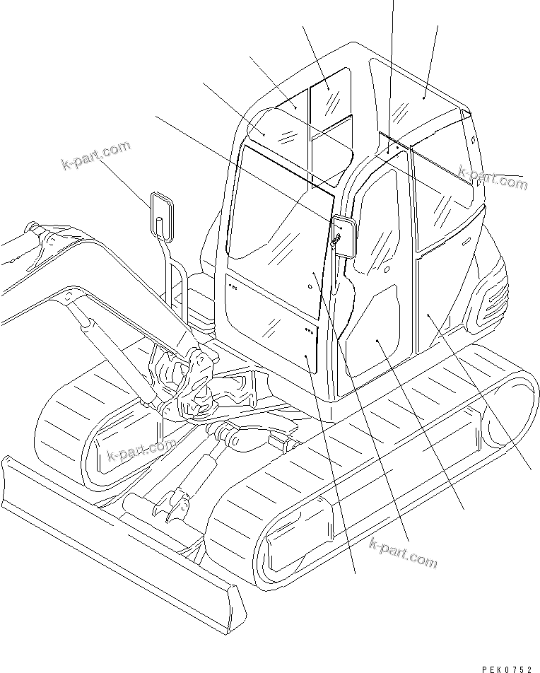 Komatsu parts book diagram for PC45R-8 S/N 5001-UP: GLASS AND REAR VIEW MIRROR
