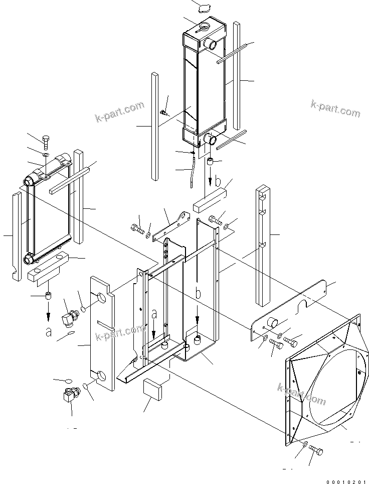 Komatsu parts book diagram for PC50MR-2 S/N 5001-UP (For North America): COOLING (RADIATOR AND OIL COOLER)