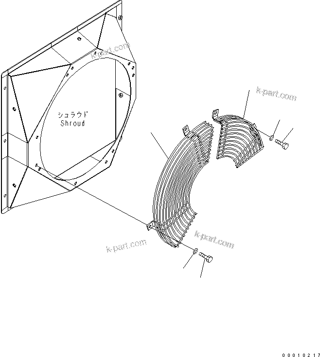 Komatsu parts book diagram for PC50MR-2 S/N 5001-UP (For North America): COOLING (FAN GUARD) (FOR AIR CONDITIONER)