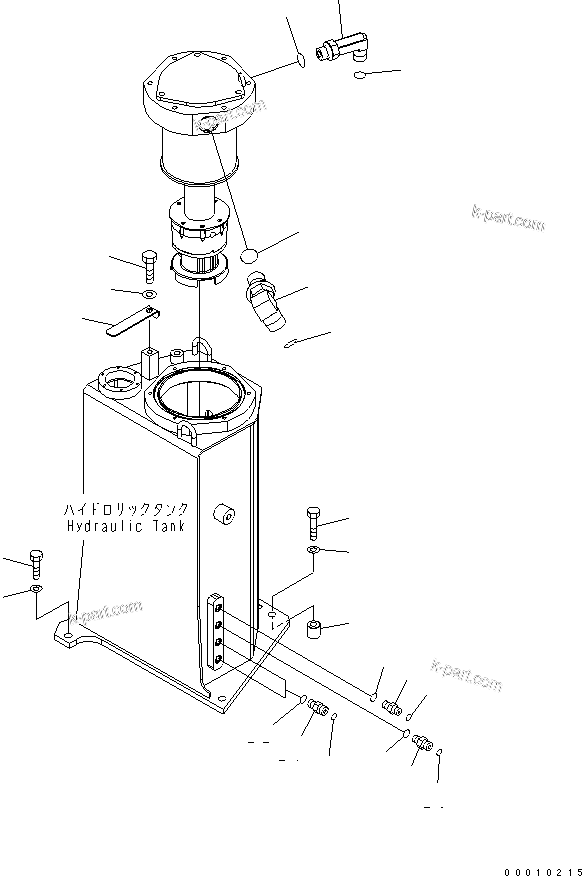 Komatsu parts book diagram for PC50MR-2 S/N 5001-UP (For North America): HYDRAULIC TANK (ELBOW AND MOUNTING PARTS)