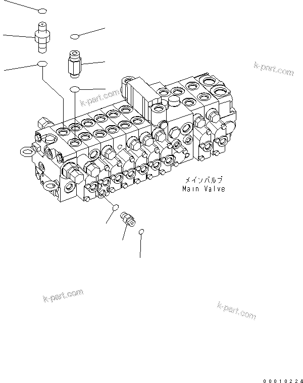 Komatsu parts book diagram for PC50MR-2 S/N 5001-UP (For North America): MAIN VALVE (ADDITIONAL PART) (FOR ATTACHMENT)