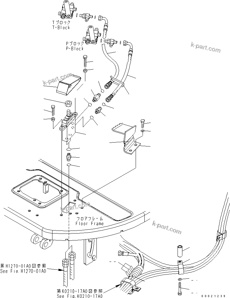 Komatsu parts book diagram for PC50MR-2 S/N 5001-UP (For North America): OPERATOR'S CAB (ATTACHMENT CONTROL) (1 ATT.) (FOR POWER ANGLE)(#7183-)