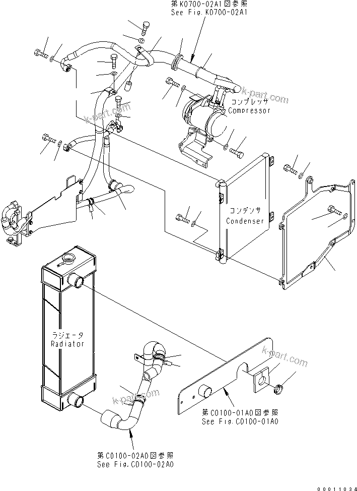 Komatsu parts book diagram for PC50MR-2 S/N 5001-UP (For North America): AIR CONDITIONER (DUCT AND CONDENCER)