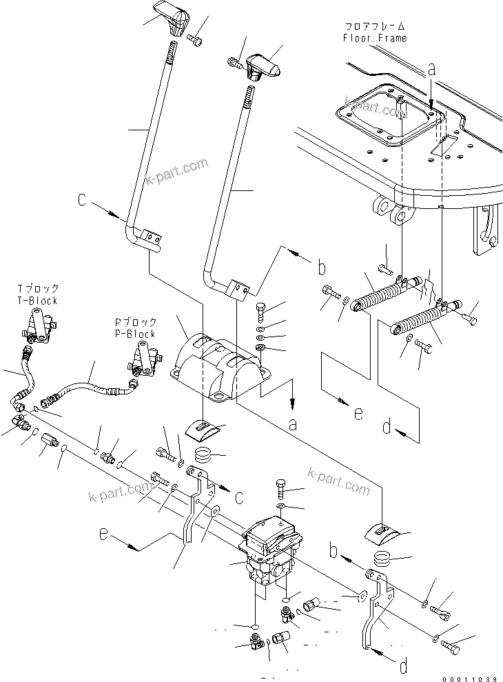 Komatsu parts book diagram for PC50MR-2 S/N 5001-UP (For North America): FLOOR FRAME (TRAVEL CONTROL)