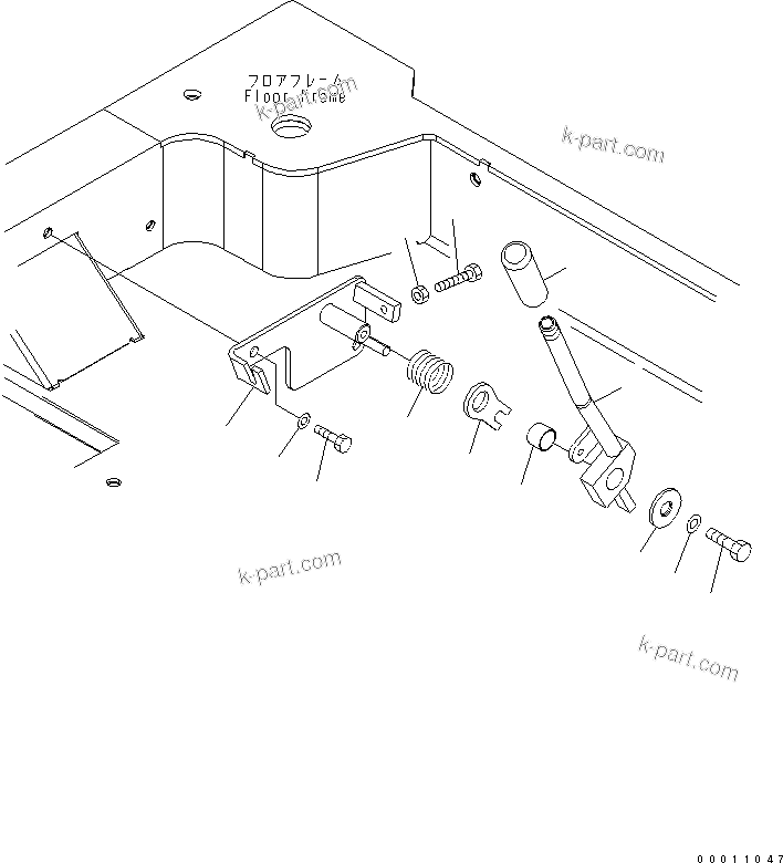 Komatsu parts book diagram for PC50MR-2 S/N 5001-UP (For North America): FLOOR FRAME (FUEL CONTROL) (CANOPY)