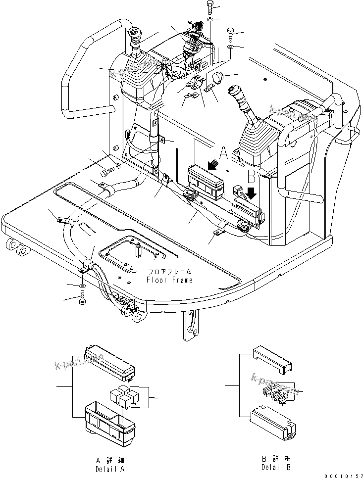 Komatsu parts book diagram for PC50MR-2 S/N 5001-UP (For North America): FLOOR FRAME (ELECTRICAL) (CANOPY) (BURGLAR PREVENT KEY TYPE)