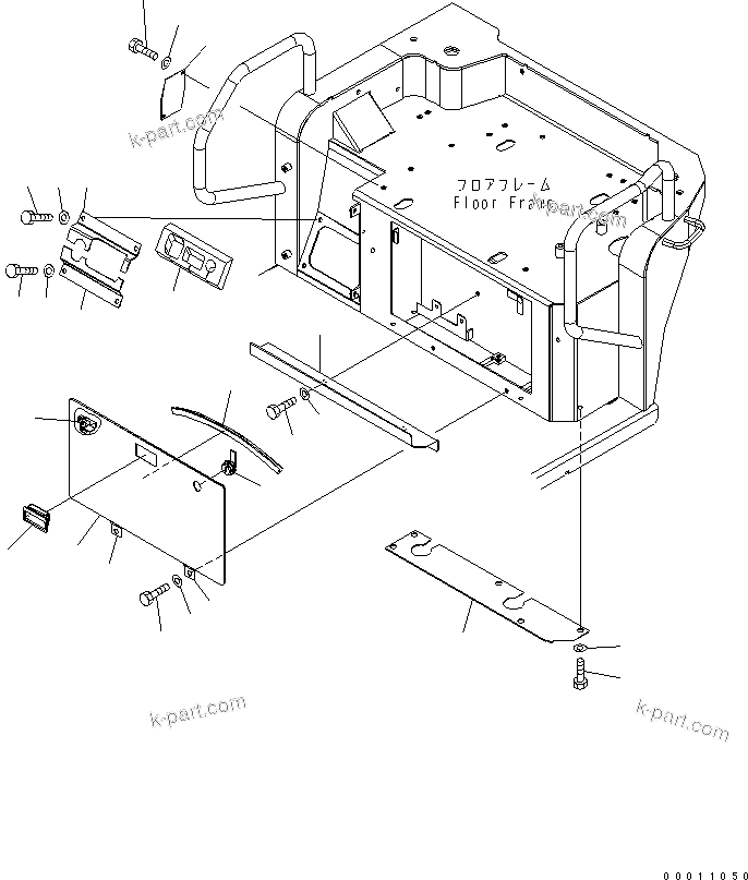 Komatsu parts book diagram for PC50MR-2 S/N 5001-UP (For North America): FLOOR FRAME (COVER) (CANOPY)
