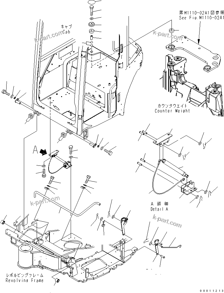 Komatsu parts book diagram for PC50MR-2 S/N 5001-UP (For North America): FLOOR MOUNT (FOR CAB)