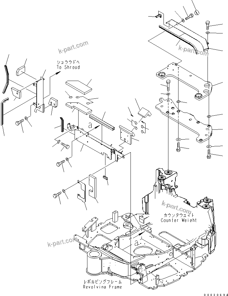 Komatsu parts book diagram for PC50MR-2 S/N 5001-UP (For North America): HOOD (MOUNT BRACKET) (FOR CAB)(#5193-)