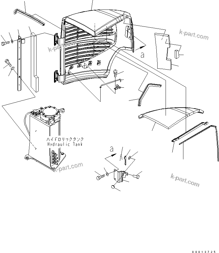 Komatsu parts book diagram for PC50MR-2 S/N 5001-UP (For North America): SIDE COVER (R.H.) (2/2) (EXCEPT JAPAN)