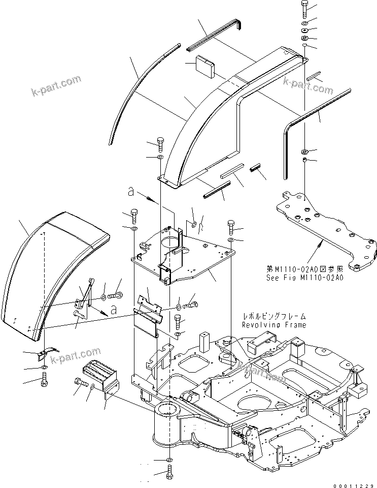 Komatsu parts book diagram for PC50MR-2 S/N 5001-UP (For North America): FRONT COVER (FOR CANOPY) (FOR NORTH AMERICA)(#5001-8549)