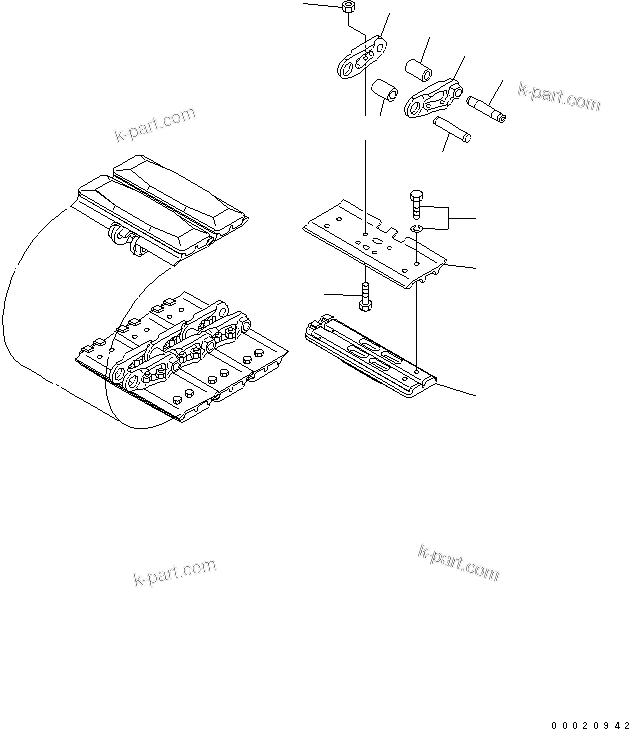 Komatsu parts book diagram for PC50MR-2 S/N 5001-UP (For North America): TRACK SHOE (MT PAD)