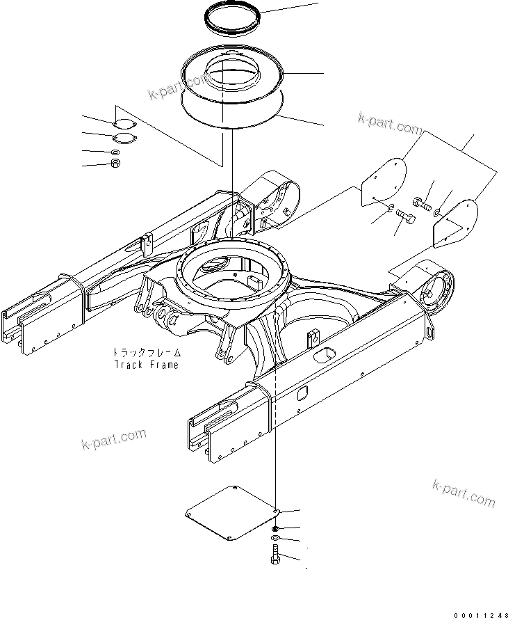 Komatsu parts book diagram for PC50MR-2 S/N 5001-UP (For North America): TRACK FRAME COVER (FOR NORTH AMERICA)(#5001-8765)